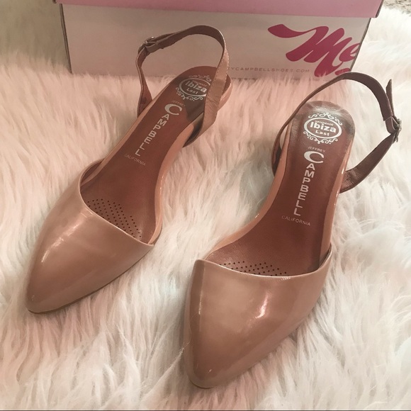 Jeffrey Campbell Estelle Slingback Pointy Patent Leather Nude Pumps Size 8.5 - Picture 4 of 9